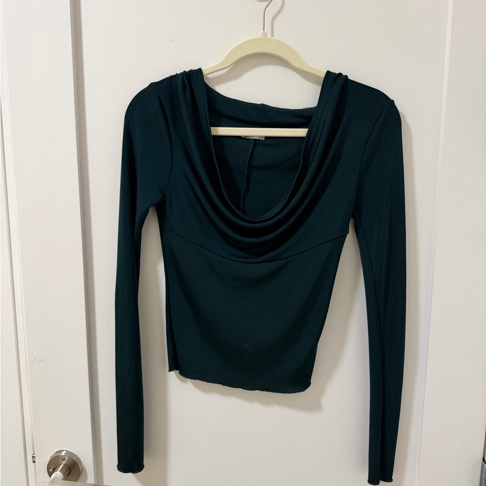 Free People Dark Teal Long Sleeve Top